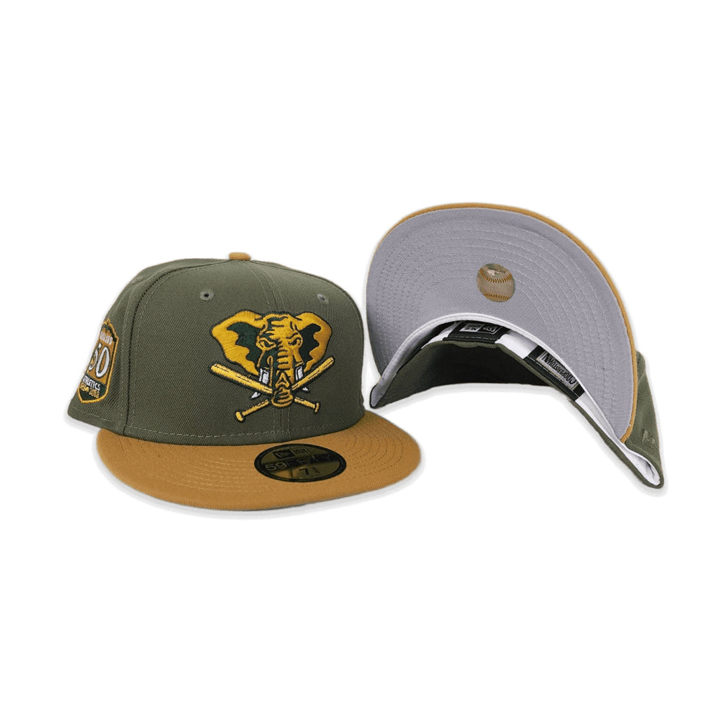 Olive green fitted hat with side patch Clearance