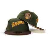Olive Green Scrip San Diego Padres Brown Visor Tan Bottom 40th Anniversary Side patch New Era 59Fifty Fitted