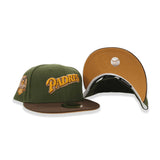 Olive Green Scrip San Diego Padres Brown Visor Tan Bottom 40th Anniversary Side patch New Era 59Fifty Fitted