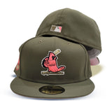 Olive Green St. Louis Cardinals Pink Bottom 1964 World Series Side Patch New Era 59Fifty Fitted