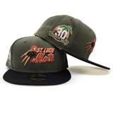 Olive Green St. Lucie Mets Black Visor Rust Bottom 30th Anniversary Side Patch New Era 59Fifty Fitted