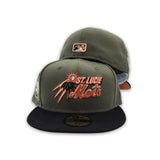 Olive Green St. Lucie Mets Black Visor Rust Bottom 30th Anniversary Side Patch New Era 59Fifty Fitted