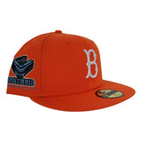 Orange Brooklyn Dodgers Ebbets Field Side Patch Icy Blue Bottom New Era 59Fifty Fitted