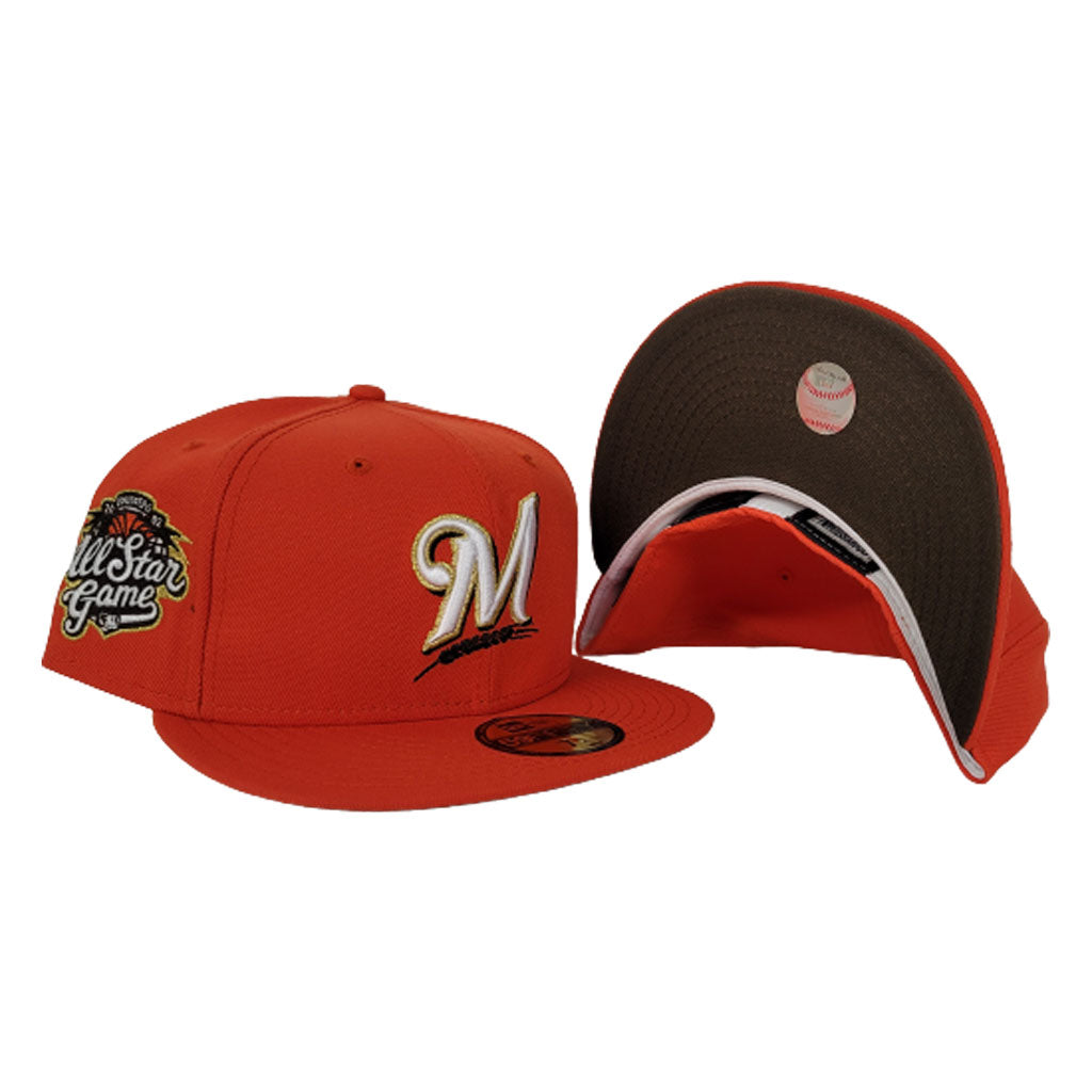 Orange Milwaukee Brewers Brown Bottom 2002 All Star Game Side Patch New Era 59Fifty Fitted