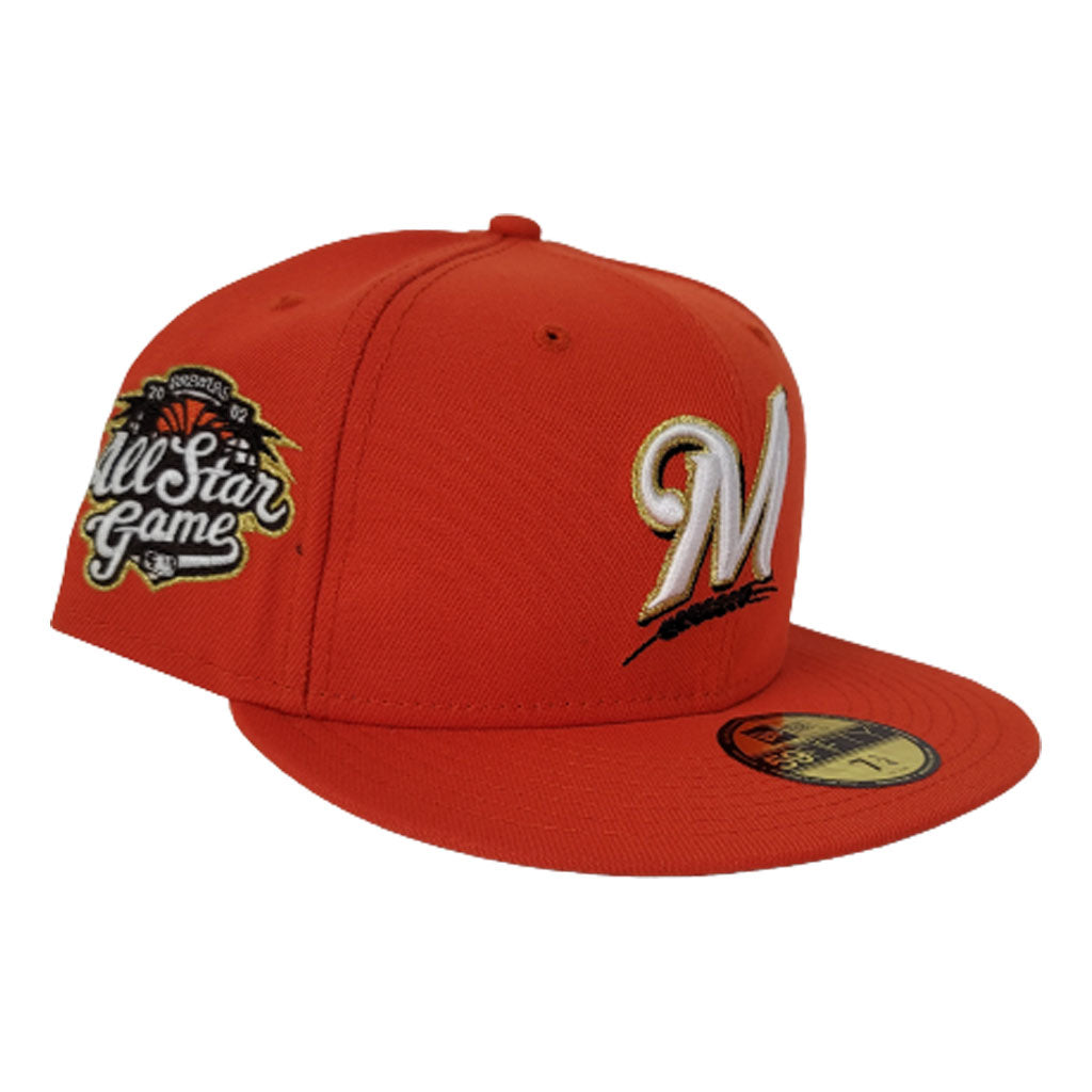 Orange Milwaukee Brewers Brown Bottom 2002 All Star Game Side Patch New Era 59Fifty Fitted