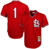 Ozzie Smith St. Louis Cardinals 1985 Authentic Throwback Mesh Batting Practice Jersey - Red