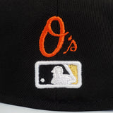 Black Baltimore Orioles Soft Yellow Bottom 1983 World Series Side Patch Bloom New Era 59Fifty Fitted