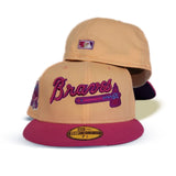 Peach Atlanta Braves Fusion Pink Visor Purple Bottom 40th Anniversary side Patch New Era 59Fifty Fitted