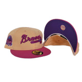 Peach Atlanta Braves Fusion Pink Visor Purple Bottom 40th Anniversary side Patch New Era 59Fifty Fitted
