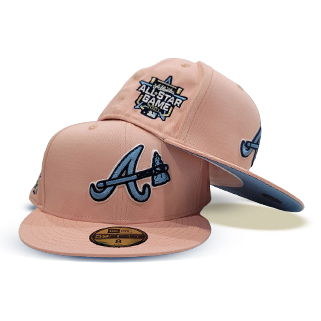 https://exclusivefitted.com/cdn/shop/products/Peach-Atlanta-Braves-Icy-Blue-Bottom-2021-All-Star-Game-Side-Patch-New-Era-59Fifty-Fitted-Hat---1.jpg?v=1625293392