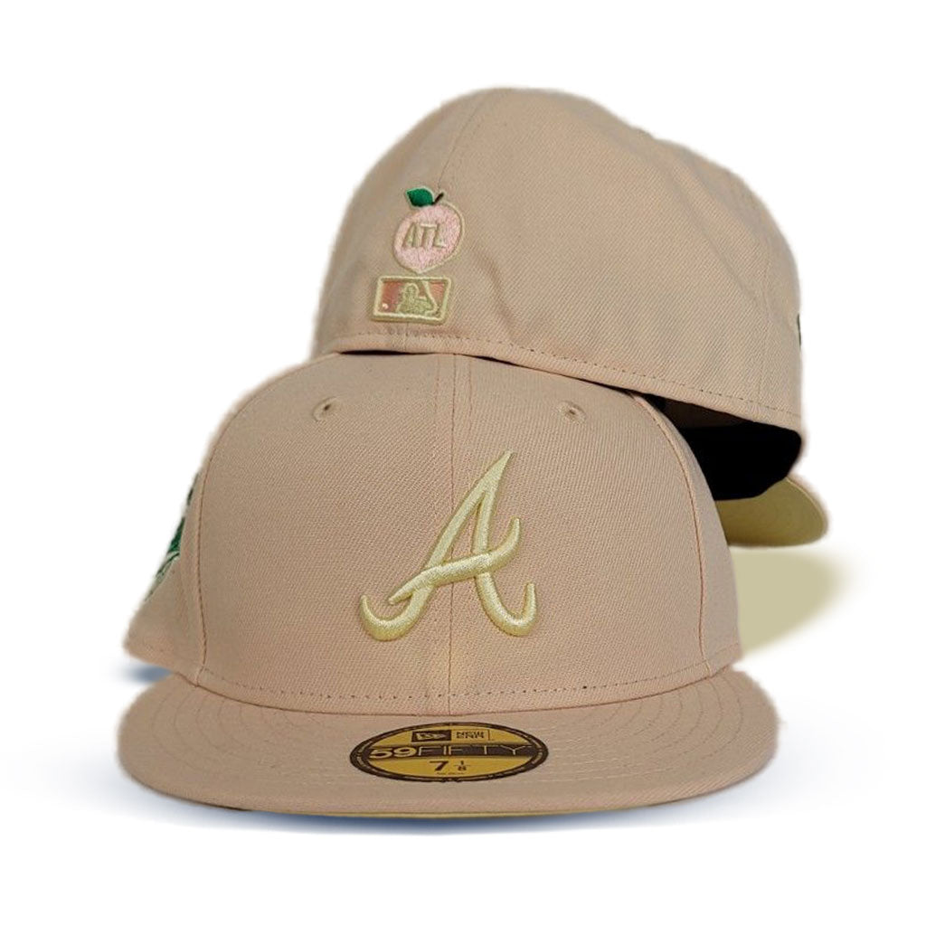 Atlanta Braves Pro World Series 95 Button Hat Pink under bill Snapback Off  white