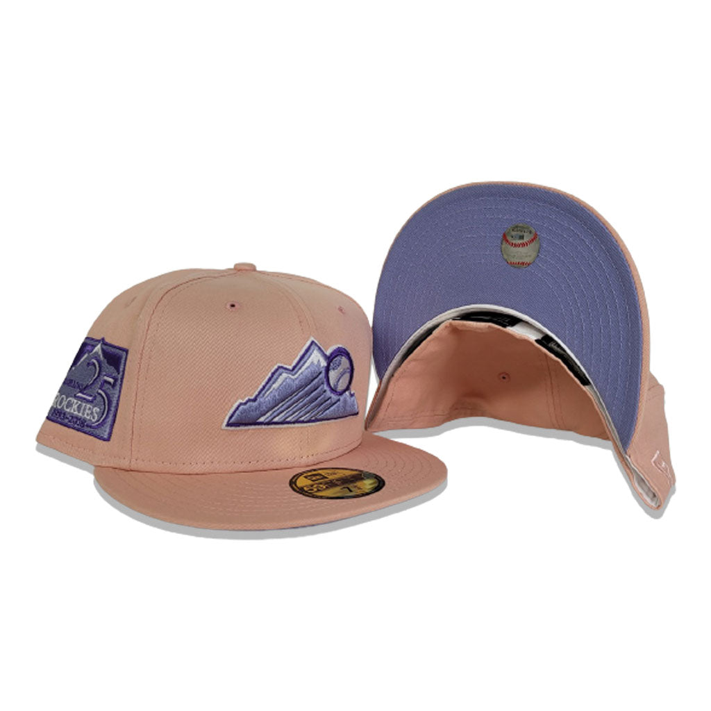 Peach Colorado Rockies Lavender Purple Bottom 25th Anniversary Side Patch New Era 59Fifty Fitted