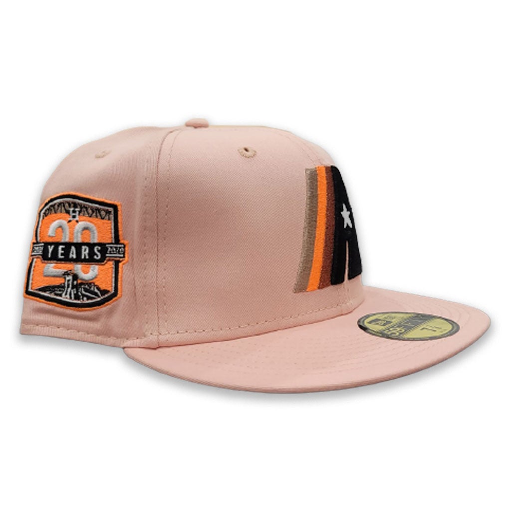Peach Houston Astros Tan Bottom 20th Anniversary Side patch New Era 59Fifty Fitted