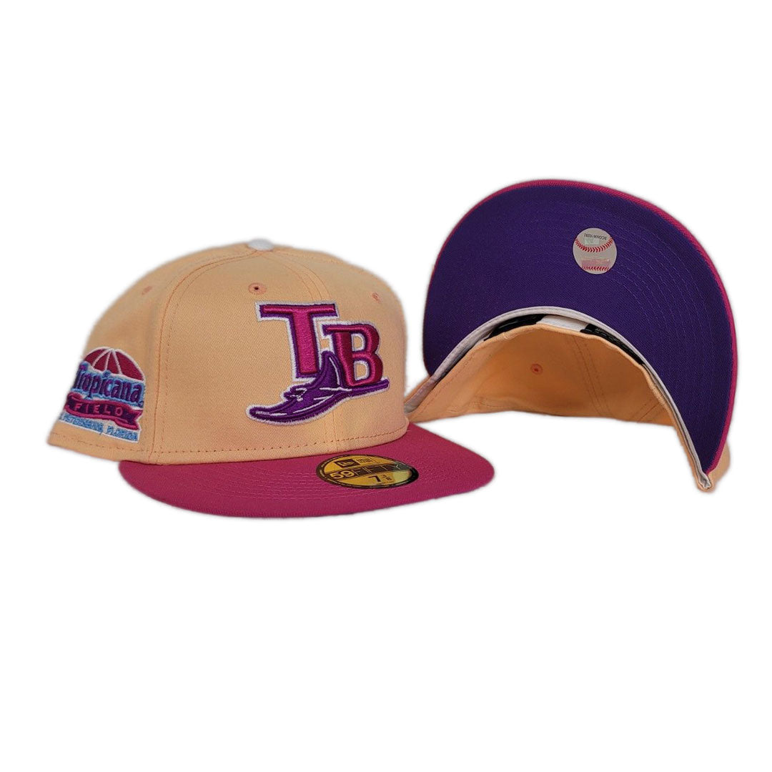Peach Tampa Bay Rays Fusion Pink Visor Purple Bottom Tropicana Field side Patch New Era 59Fifty Fitted