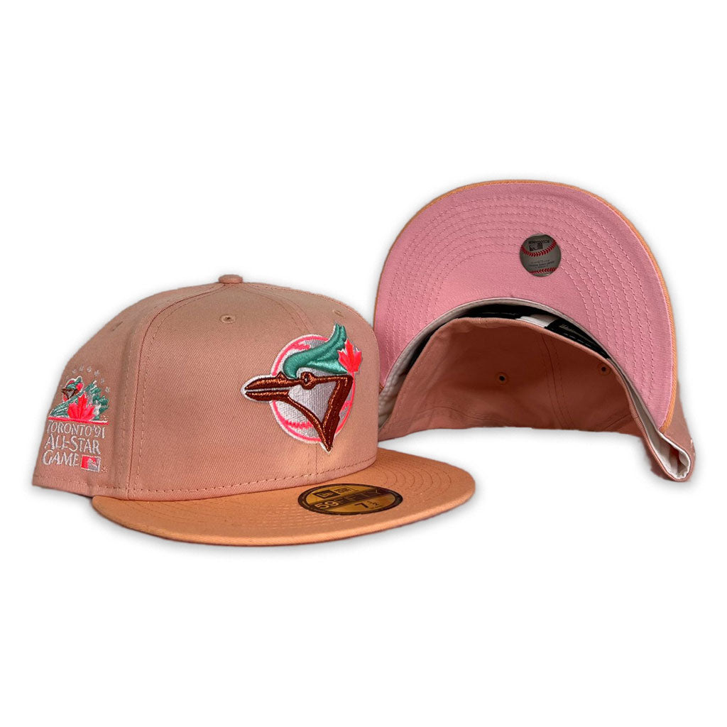 Peach Toronto Blue jays Blush Visor Pink Bottom 1991 All Star Game Side Patch New Era 59Fifty Fitted