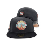 Dark Gray Philadelphia Phillies Black Visor Peach Bottom Veterans Stadium Side Patch New Era 59Fifty Fitted