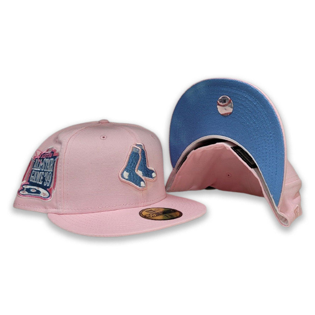 Sky Blue Boston Red Sox Pink Bottom 1999 All Star Game Side Patch New Era 59FIFTY Fitted 7 1/4