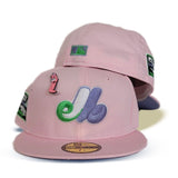 Pink Montreal Expos Dark Green Bottom Olympic Stadium Side patch New Era 59Fifty Fitted