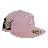 Pink Minnesota Twins Soft Yellow Bottom 1965 All Star Game Side Patch New Era 59Fifty Fitted