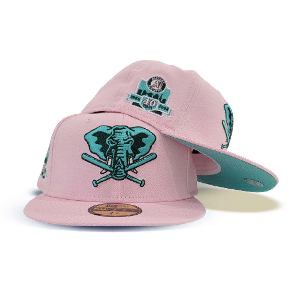 MILWAUKEE BREWERS 40TH SEASON DARK GREEN PINK BRIM NEW ERA FITTED HAT