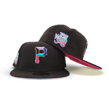 Polar Lights Black Pittsburgh Pirates Fusion Pink Bottom 76th World Series Side Patch New Era 59Fifty Fitted
