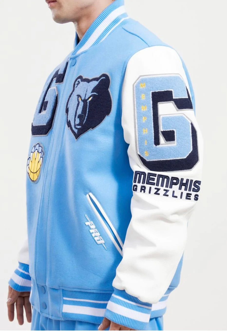 Memphis Grizzlies Poly Twill Varsity Jacket - Gray/Black