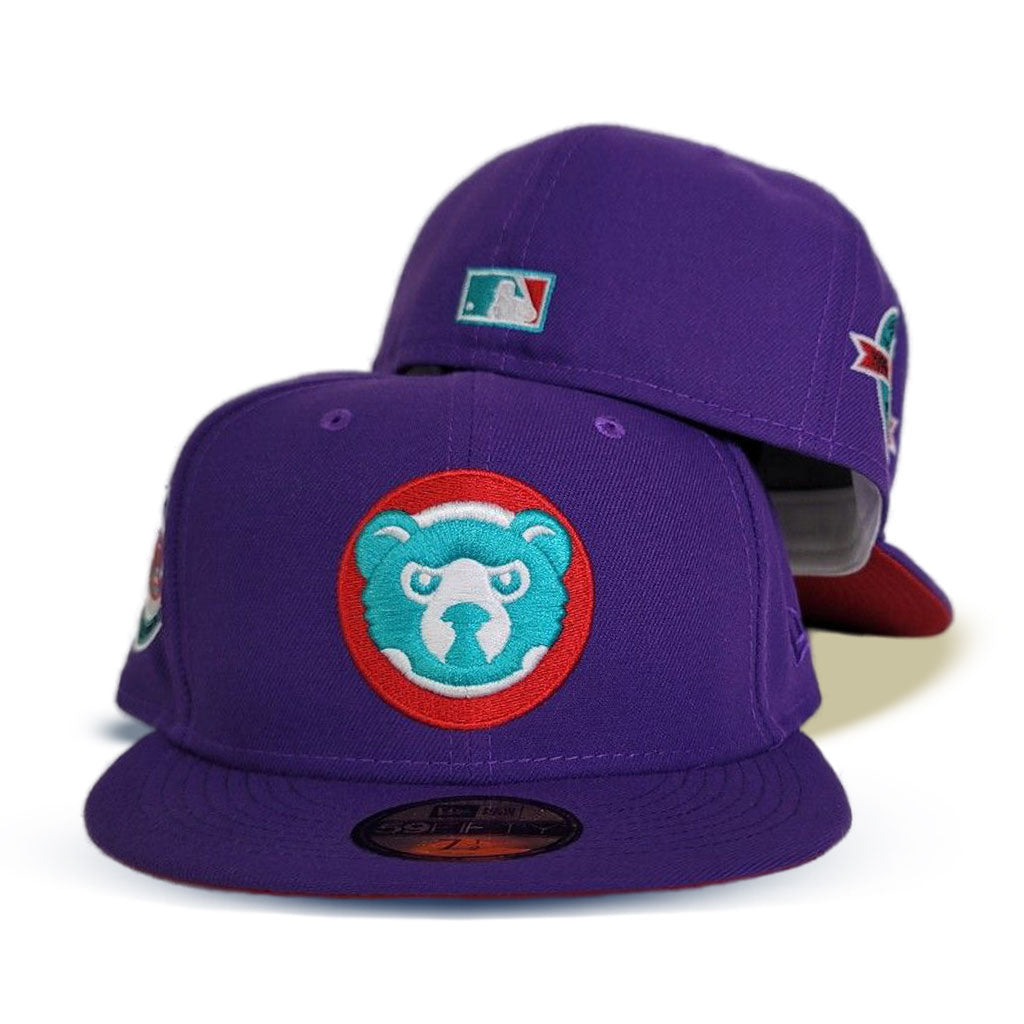 Purple Chicago Cubs Red Bottom A Century Wrigley Field Side Patch New Era 59Fifty Fitted