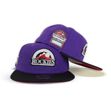 Purple Colorado Rockies Black Visor Red Bottom 1995 Coors Field Side Patch New Era 59Fifty Fitted