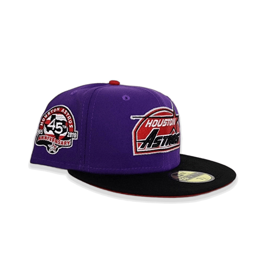 HOUSTON ASTROS 45TH ANNIVERSARY RED PURPLE BRIM NEW ERA FITTED HAT