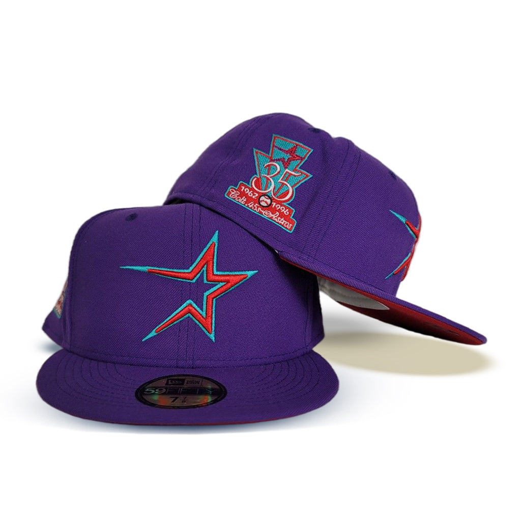 Purple Houston Astros Red Bottom Celebrating 45 Years Side Patch New Era 59Fifty Fitted