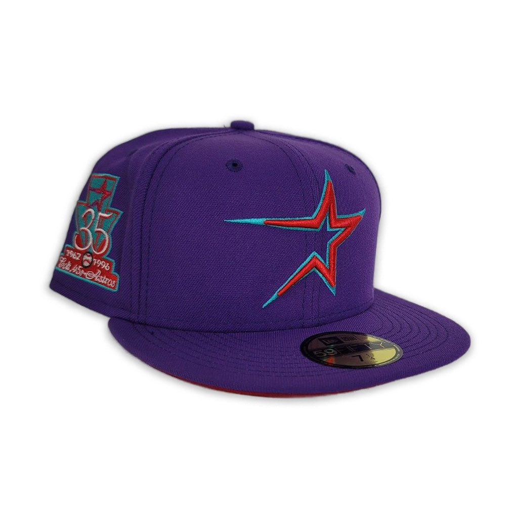 Purple Houston Astros Red Bottom Celebrating 45 Years Side Patch New Era 59Fifty Fitted