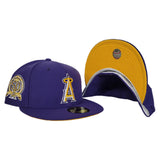Purple Los Angeles Angels Yellow Bottom 50th Anniversary Patch New Era 59Fifty Fitted