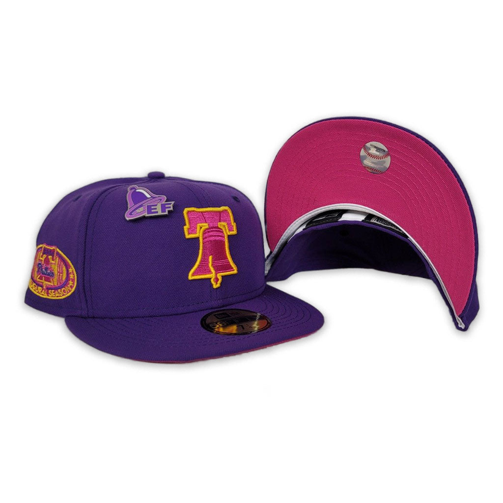 Purple Philadelphia Phillies Fusion Pink Bottom 2004 World Series Side Patch "Taco Bell Collection" New Era 59Fifty Fitted