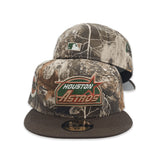 Real Tree Camo Houston Astros Brown Visor Gray Bottom Celebrating 45 Years Side Patch New Era 59Fifty Fitted