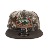 Real Tree Camo Houston Astros Brown Visor Gray Bottom Celebrating 45 Years Side Patch New Era 59Fifty Fitted