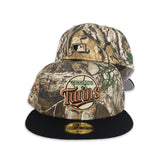Real Tree Camo Minnesota Twins Black Visor Gray Bottom 30th Anniversary Side Patch New Era 59Fifty Fitted