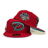 Red Arizona Diamondbacks Mint Green Bottom 20th Anniversary Side Patch New Era 59Fifty Fitted