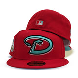 Red Arizona Diamondbacks Mint Green Bottom 20th Anniversary Side Patch New Era 59Fifty Fitted