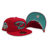 Red Arizona Diamondbacks Mint Green Bottom 20th Anniversary Side Patch New Era 59Fifty Fitted