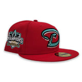 Red Arizona Diamondbacks Mint Green Bottom 20th Anniversary Side Patch New Era 59Fifty Fitted