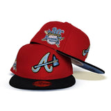 Red Atlanta Braves Black Corduroy Icy Blue Bottom 30th Season Side Patch New Era 59Fifty Fitted