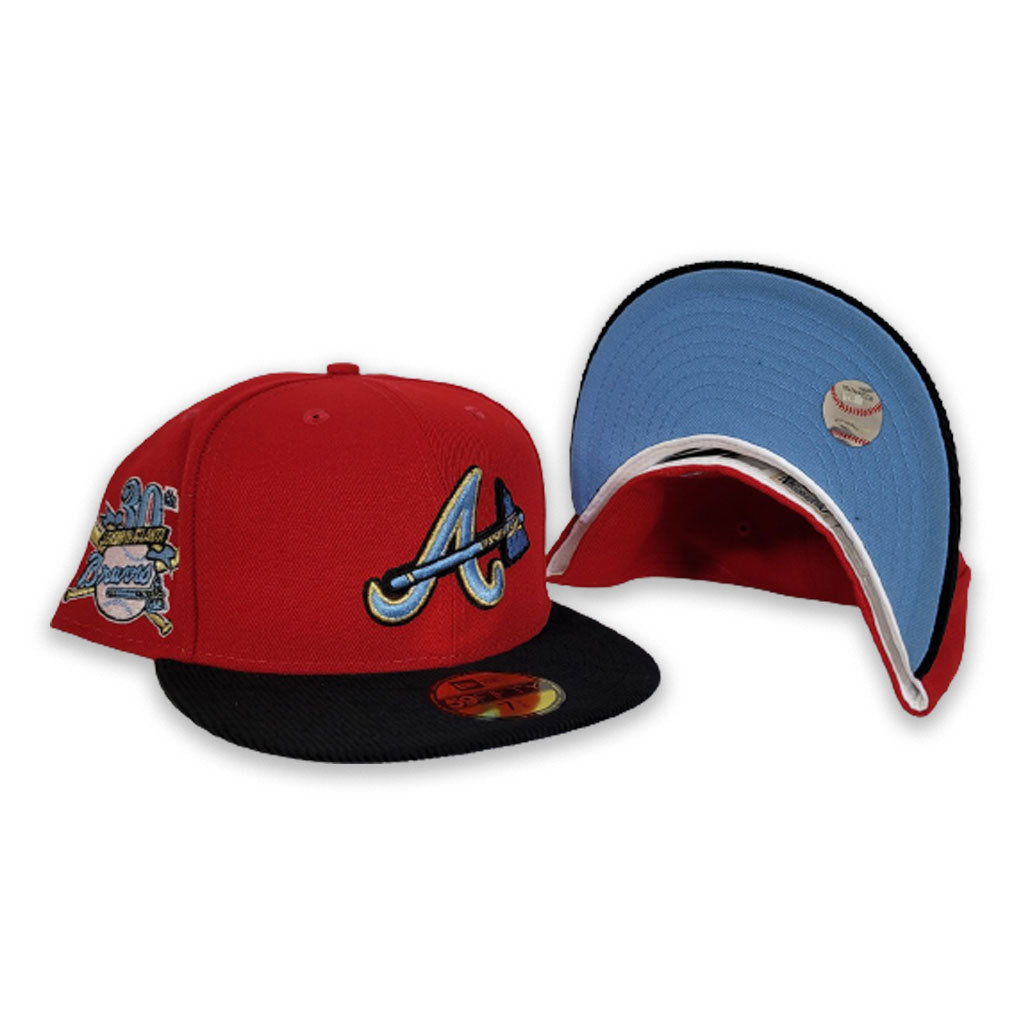 Red Atlanta Braves Black Corduroy Icy Blue Bottom 30th Season Side Pat –  Exclusive Fitted Inc.