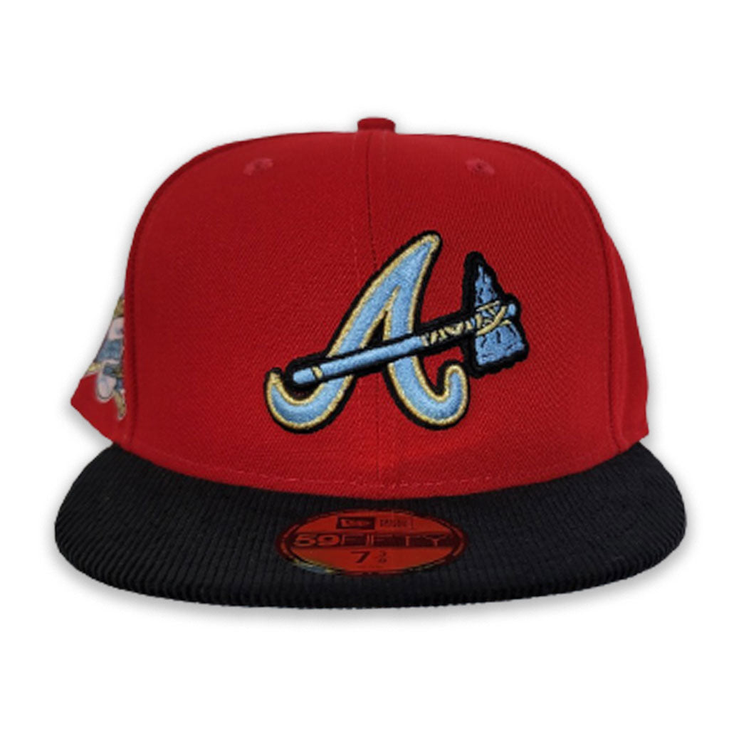 Red Atlanta Braves Black Corduroy Icy Blue Bottom 30th Season Side Patch  New Era 59Fifty Fitted