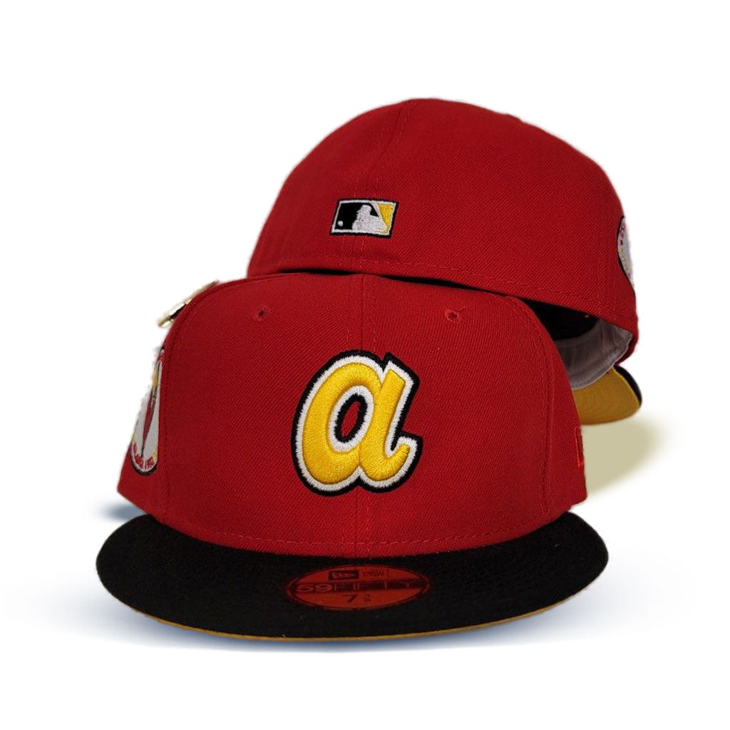 Red Atlanta Braves Black Visor Yellow Bottom 1972 All Star Game Side Patch "Macdonald Collection" New Era 59Fifty Fitted