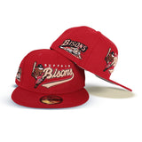 Red Buffalo Bisons Gray Bottom Bisons Side Patch New Era 59Fifty Fitted