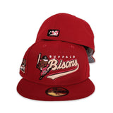 Red Buffalo Bisons Gray Bottom Bisons Side Patch New Era 59Fifty Fitted