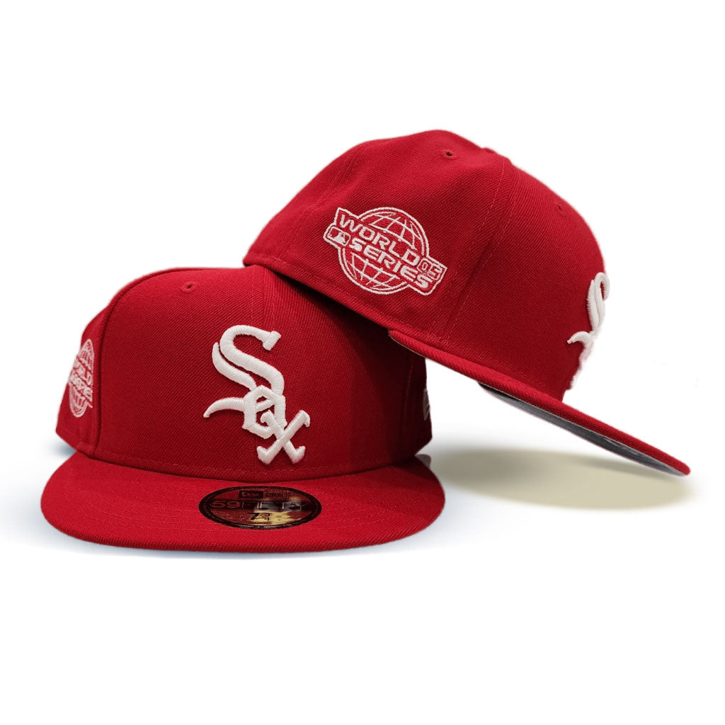 Chicago White Sox New Era 50th Anniversary Patch Red Undervisor 59FIFTY Fitted  Hat - White