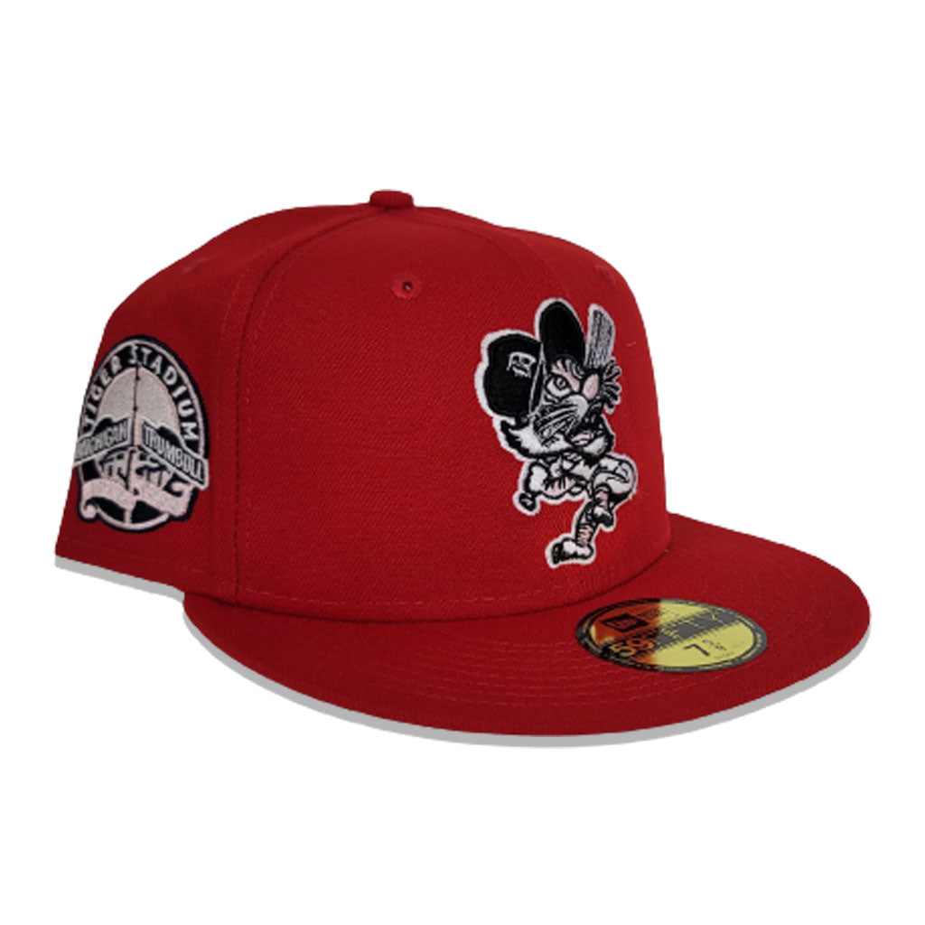 Red Detroit Tigers Pink Bottom Tiger Stadium Side Patch New Era 59Fifty Fitted