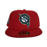 Red Florida Marlins Dark Green Bottom 25th Anniversary Side Patch New Era 59Fifty Fitted