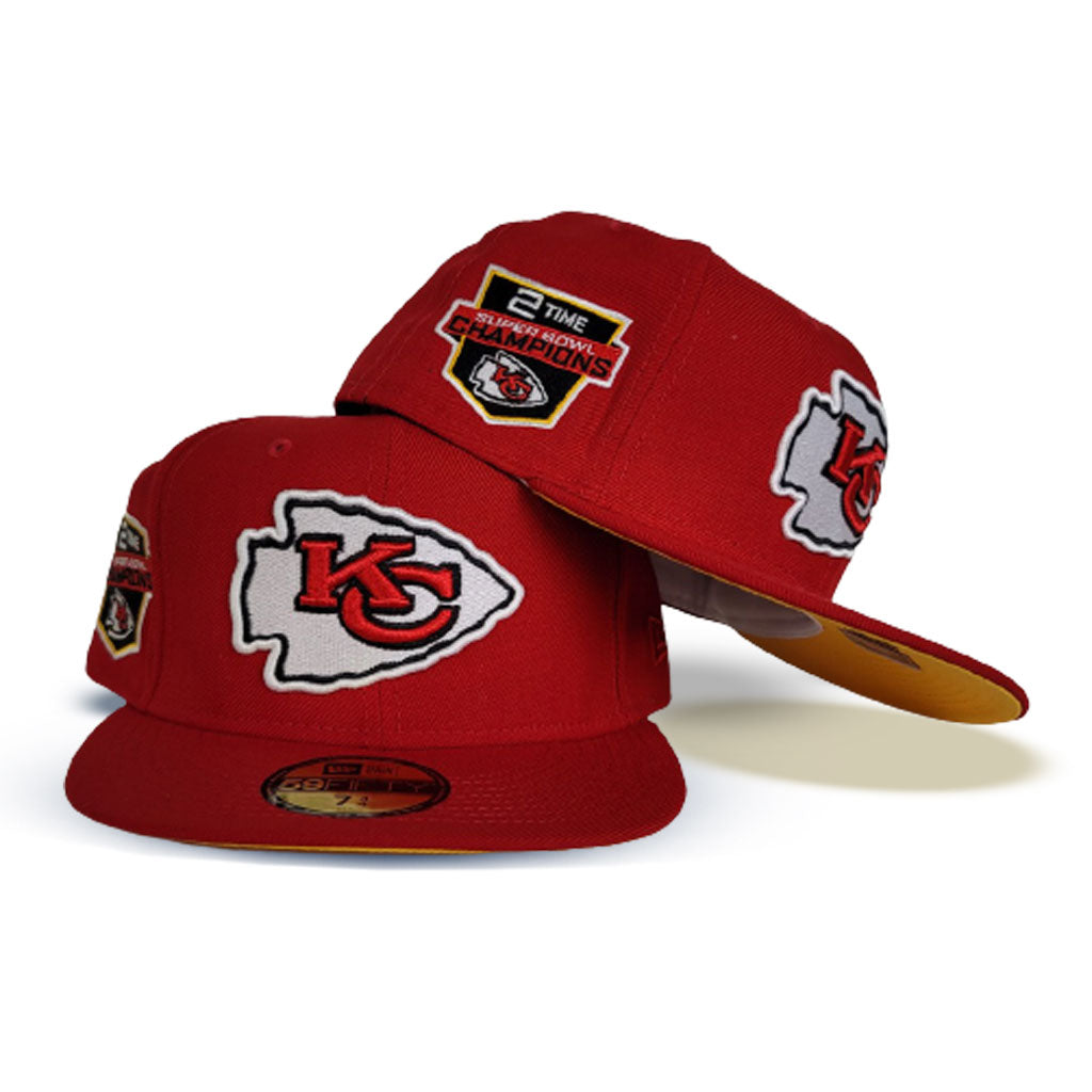 Red Kansas City Chiefs Yellow Bottom 2X Super Bowl Champions Side